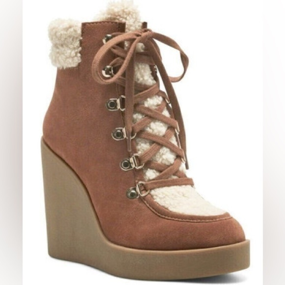 Jessica Simpson Women's Maelyn Lace-up Platform Wedge Ankle Boots Bootie - Picture 1 of 4